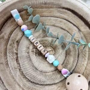 Attache tétine rose et bleu