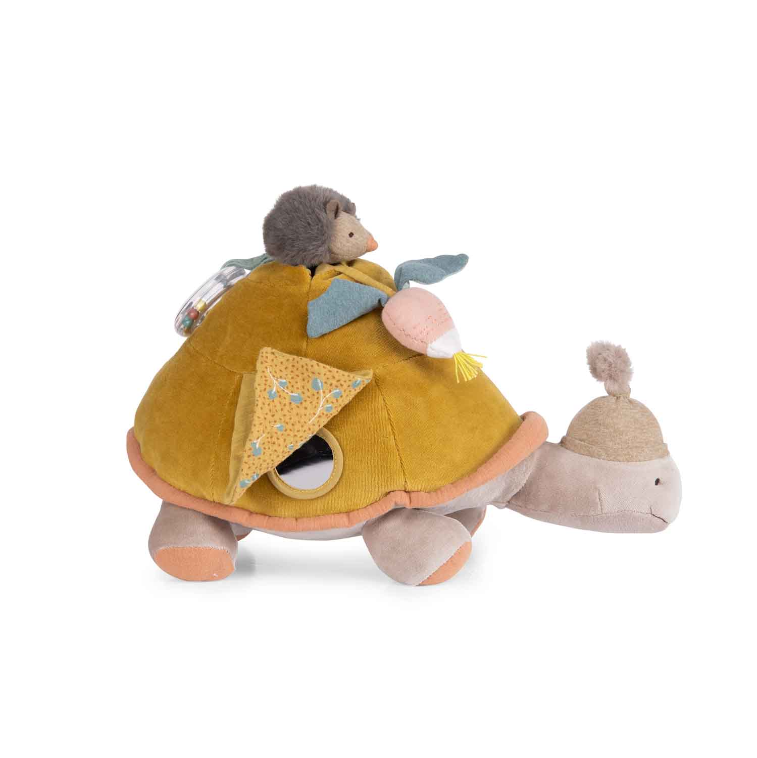PELUCHE GRANDE TORTUE D’ACTIVITÉS « TROIS PETITS LAPINS » – MOULIN ROTY