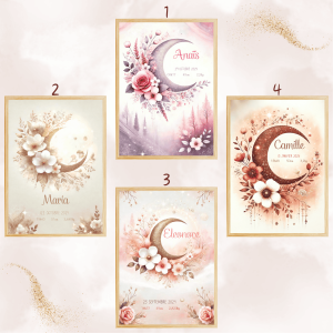 Affiche De Naissance Croissant de Lune