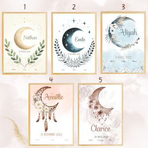 Affiche De Naissance Croissant De Lune