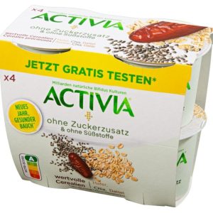 Activia Avoine-Chia-Datte sans Sucre 4x 115g