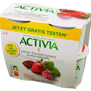 Activia Fraise-Framboise & Dates 0% 4x115g