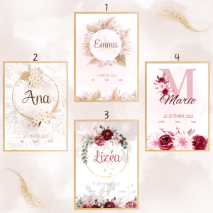 Affiche De Naissance Couronne Fleurie