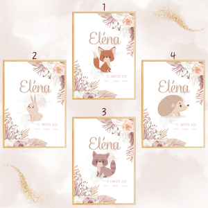 Affiche De Naissance Animaux Forêt