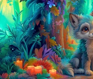 Trousse velours – Loup