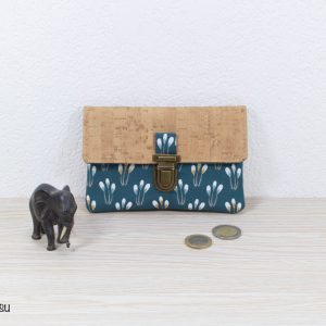 Portefeuille femme compact Simili cuir liège Tissu imprimé brindilles