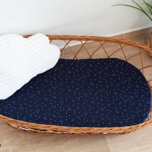 Topponcino bébé personnalisé gaze de coton bleu marine, minky