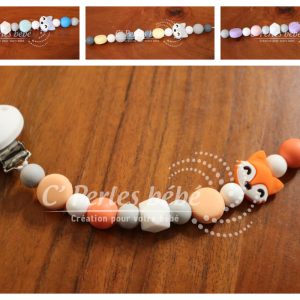 Attache tétine bébé renard