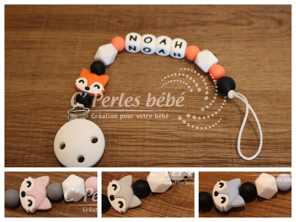 Attache tétine renard