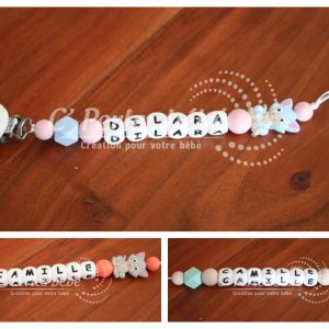 Attache tétine chat coloré