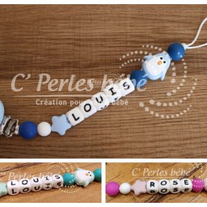 Attache tétine pingouin