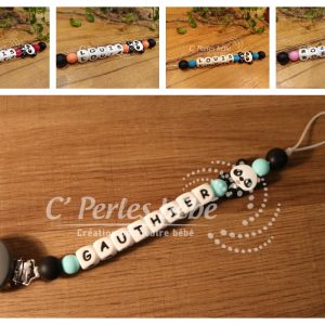 Attache tétine personnalisée panda