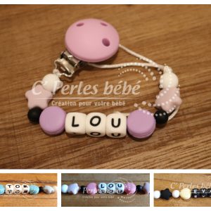 Attache tétine étoiles et macarons