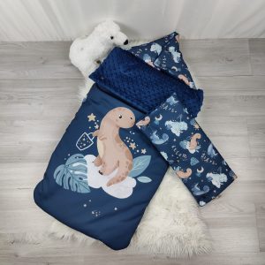 Chancelière Dino bleu fond bleu