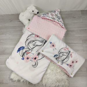 Chancelière – Gants Licorne rêve rose Minky rose clair