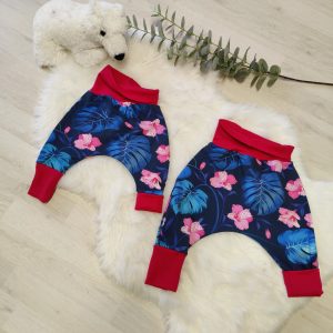 Sarouel Fleurs bleues / Fuschia