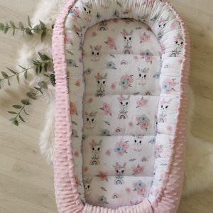 Cocon 0-18 mois Tissu exclusif lapin / Minky Rose clair