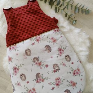 Gigoteuse 0-6 mois Tissu exclusif hérisson fleur / Minky marsala