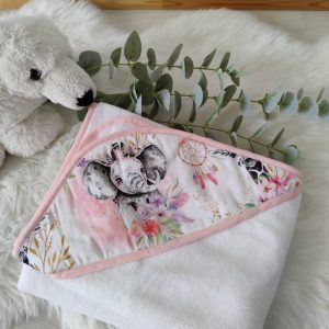 Cape de bain parent bébé – Tissu exclusif savane rose
