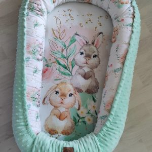 Cocon 0-18 mois Tissu lapin / Minky Vert d&rsquo;eau