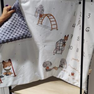 Couverture étape la récré / Minky gris clair