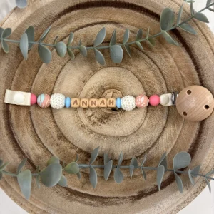 Attache tétine bubble flower et bleu