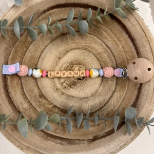 Attache tétine printemps doré et pêche