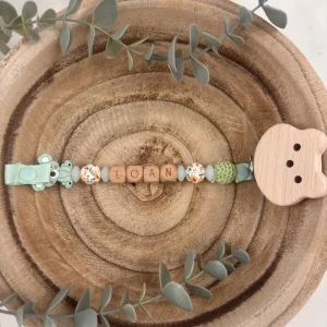 Attache tétine fantaisie koala mint et coquelicot orange