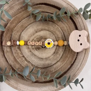 Attache tétine fantaisie tournesol papillon et kamel