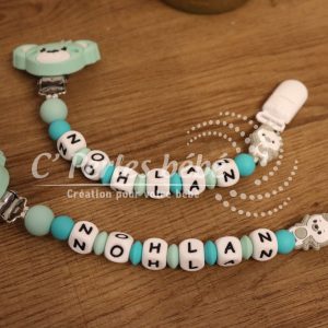 Ensemble attache doudou et attache tétine koala ourson