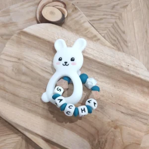 Anneau de dentition lapin blanc – bleu