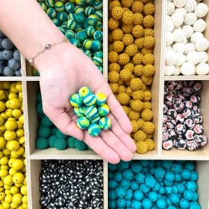 Perle nuance de vert 12 mm