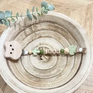 Attache tétine fantaisie feuille et cactus