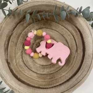 Anneau de dentition rose et jaune