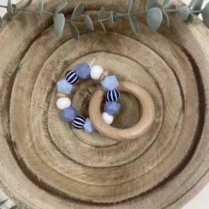 Anneau de dentition rayures bleue