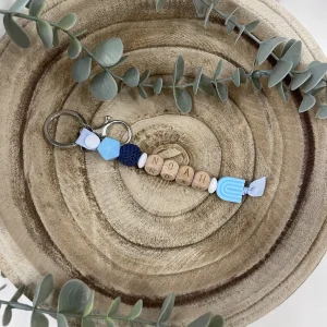 Porte clé arc-en-ciel bleu