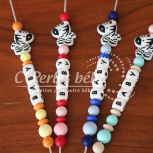 Attache tétine bébé zèbre