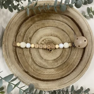 Attache tétine crème et blanc