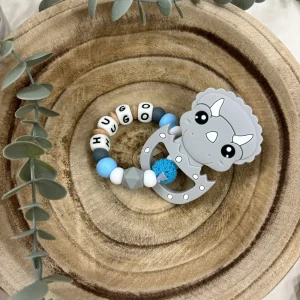 Anneau de dentition bleu et gris