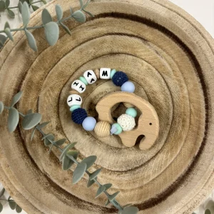 Anneau de dentition bleu marine et vert mint