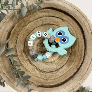 Anneau de dentition vert mint et gris