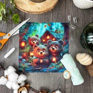 Coupon tissu carré – 3 ours