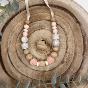 Collier d’allaitement pêche et rose