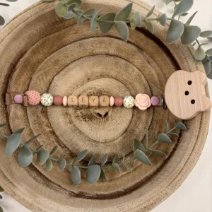 Attache tétine fantaisie petite rose