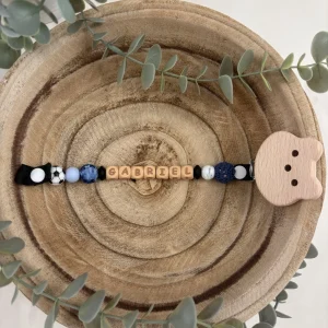 Attache tétine fantaisie ballon de foot et bleu