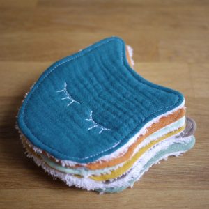 Lingettes zéro déchet en forme de chat