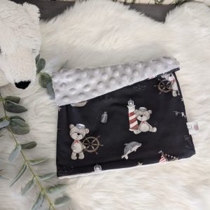 Snood Tissu exclu Marin / Minky Gris clair