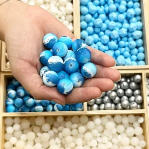 Lot de 10 perles blue lagon
