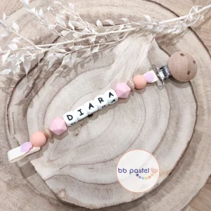 Attache tétine rose et pèche