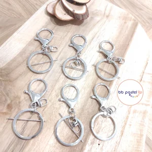 Lot de 6 anneaux de porte clés + Mousquetons argenté